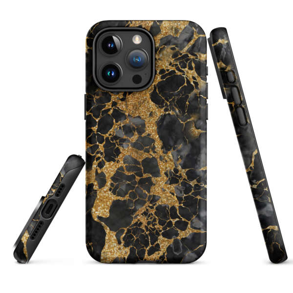 Black And Gold Marble Tough Case for iPhone® - Image 2